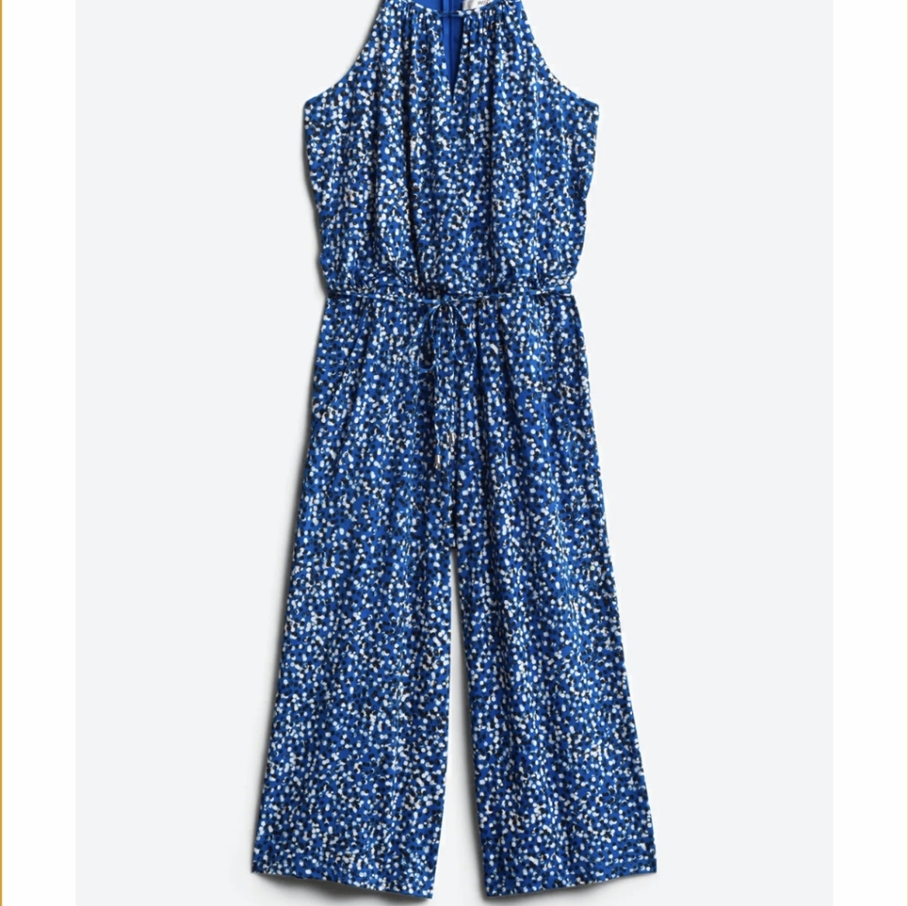 MAGGIE LONDON BRAND ✨ SIZE 6 ✨ BLUE AND WHITE POLKA DOT JUMPSUIT